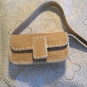 Antik Kraft Tan and Cream Woven Crossbody Bag
